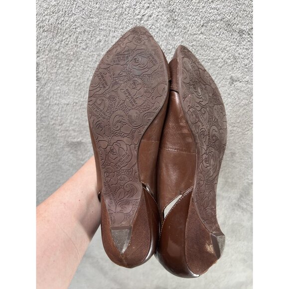 Vtg Y2k Kenneth Reaction Cole 7.5 brown Leather D’Orsay Flats Pointed Toe Heel - Picture 7 of 9